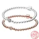 Bracelet fin en argent regardé 925 et or rose pour femme bracelet pavé perlé marque de haute