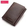 JINBAOLAI-Portefeuille en cuir de vache véritable pour homme porte-cartes compartiment à notes