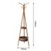 Industrial Style Living Room Bamboo Coat Rack with Storage Rack and 6 Hooks