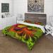 Designart 'Green And Red Abstract Digital Flowers' Modern Duvet Cover Set