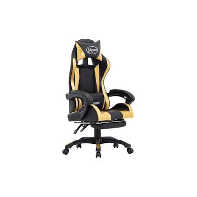 vidaXL Gaming-Stuhl mit Fußstütze Golden und Schwarz Kunstleder Image