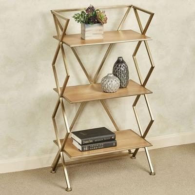 Jamie Three Tier Floor Shelf Gold , Gold