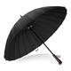 VONDAVO Stick Umbrellas with 24 Fiberglass Ribs Windproof, Waterproof Compact Black Umbrella – Steel Cap and Wooden Handle Long Straight Golf Umbrella