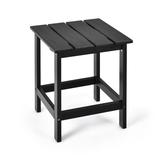 Costway 15 Inch Patio Square Wooden Slat End Side Coffee Table for Garden-Black