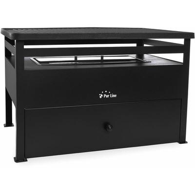 Purline - Biobrennstoff-Grill 1,5L, rauchfrei, roter Stahl und rechteckige Grillplatte aus Gusseisen Image