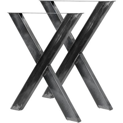 Wiltec Tischbeine 2er Set aus lackiertem Stahl klarlackbeschichtet im X-Profil 72x60cm Tischkufen Image