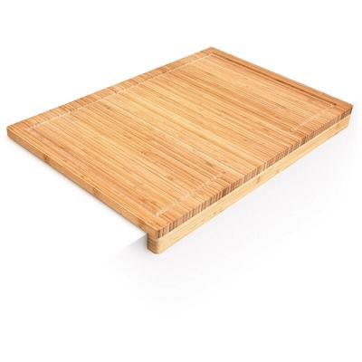 Relaxdays - Schneidebrett, Bambus, hbt: 5 x 56 x 38 cm, Saftrinne, Anschlagkante, messerschonendes Image