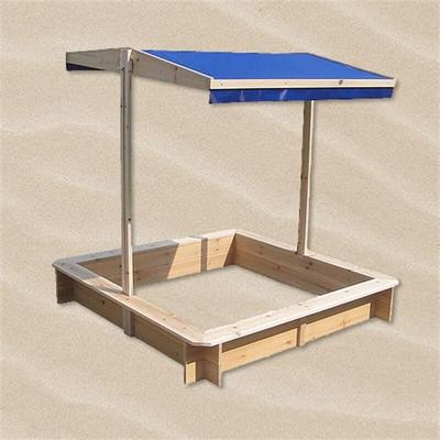 Sandkasten Sandbox Sandkiste Spielhaus Holz mit verstellbaren Dach blau neu Image