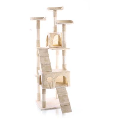 Wiltec - Kratzbaum in Beige 170 cm hoch mit Sisal, Katzenkratzbaum mit Aussichtsplattformen, Image