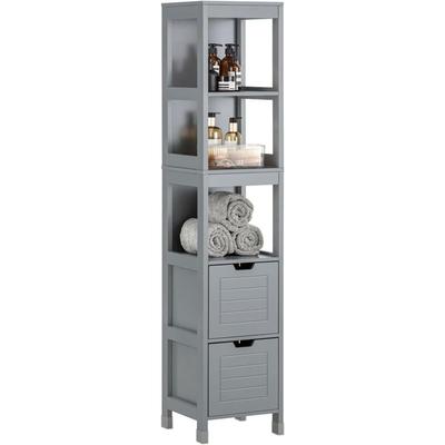 FRG126-SG Hochschrank für Bad Badregal mit Fußpolster Badezimmer Badmöbel dunkelgrau bht ca.: Image
