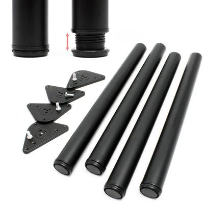 Edelstahl Tischbein Set, schwarz, 4 Möbelfüße ø 60 mm und mit verstellbarer Länge 820-850 mm, bis Image