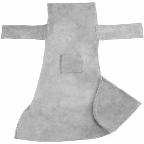 Kuscheldecke mit Ärmeln - Decke mit Ärmeln, Ärmeldecke, Decke zum Anziehen - 200 x 170 cm - grau
