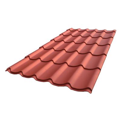 Dachpfannenplatte aus verzinktem Stahlblech, matt lackiert l 1,95 m / b 1,04 m - Farbe - Rotbraun Image