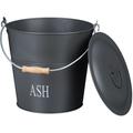 Ascheeimer mit Deckel, 12 Liter, Kohle & Asche, runde Aschetonne mit Tragegriff, Kamin, Ofen &