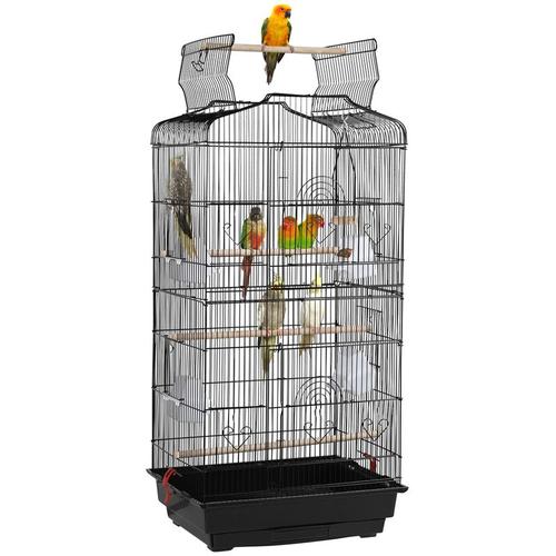 Vogelkäfig Vogelvoliere Tierkäfig Vogelhaus für Papagei Wellensittich 46 x 35.5 x 104.5cm Schwarz