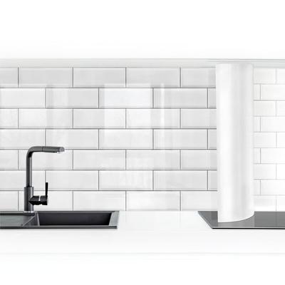 Küchenrückwand - Keramikfliesen Weiß Größe HxB: 80x300cm Material: Premium