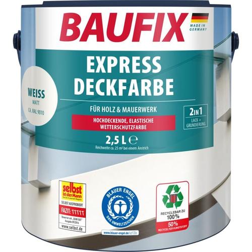 Baufix - Express Deckfarbe weiß 2,5 l - Weiß