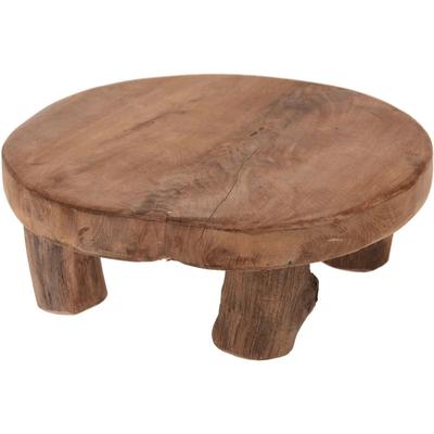 Spetebo - Echt Holz Pflanzenhocker Teak - 20x7 cm - Kleiner Deko Hocker Blumenhocker massiv aus