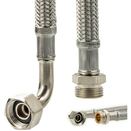 Sanitär Verbindungsschlauch 90° Bogen 3/8 üwm x 3/8 ag x 150 mm - ktw-a dvgw - Tecuro