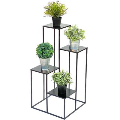 Dandibo - Blumentreppe Metall Schwarz 82 cm Pflanzentreppe Blumenständer 435 Blumensäule Modern