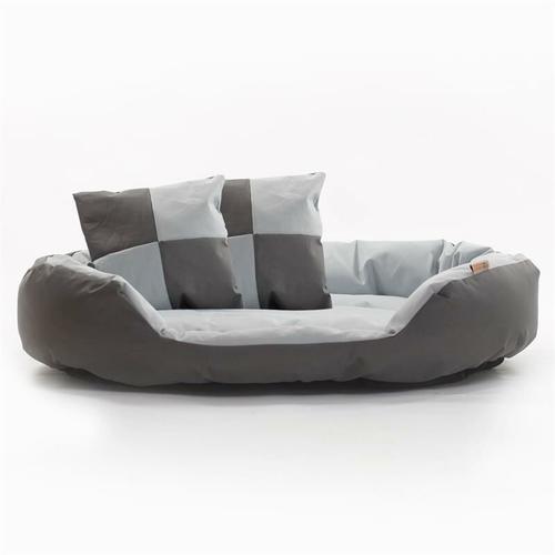 Hundebett Hundekissen Hundekorb Haustierbett Katze Matte Hundesofa Grau/Hellgrau 85x70x20 cm