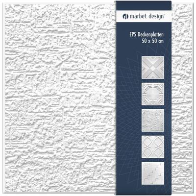 Deckenplatten 50x50cm Styropor eps weiß 34 Dekore, Marbet Deckenverkleidung: Putz, 2 m² / 8 Platten Image
