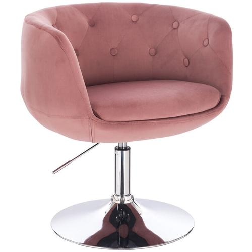 Panama Retro Loungestuhl Cocktailsessel Altrosa Samt-Optik Tellerfuß – Svita