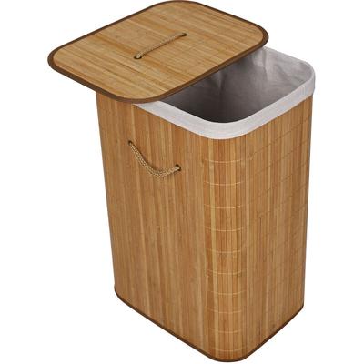 Wiltec - Wäschebox 72L natur Wäschekorb mit Deckel Bambus faltbare Wäschebox mit Tragegriffen zum Image