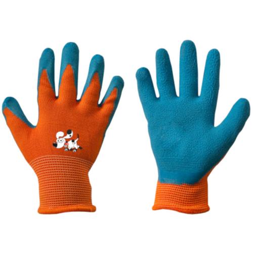 Kinder Arbeitshandschuhe mit Latexbeschichtung orange/blau 5 - Blau