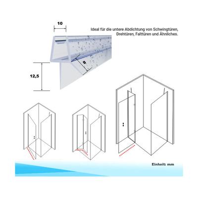 Duschdichtung Wasserabweiser Ersatzdichtung gerade unten für 10 mm Glasstärke Länge 60 cm