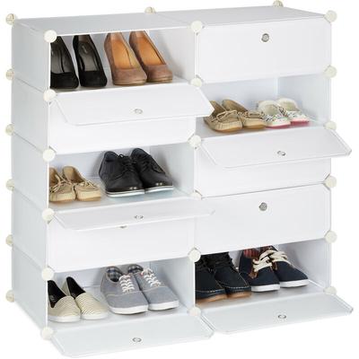 Schuhschrank mit 10 Fächern, Schuhregal groß, Steckregal Kunststoff, diy, HxBxT ca. 90 x 94 x 37