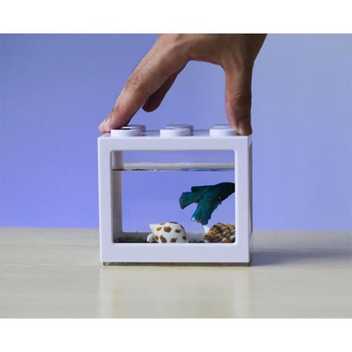 Kleines Aquarium, goldenes Aquarium, Betta-Aquarium, Desktop-Zierkunststoffaquarium, klares Acryl,