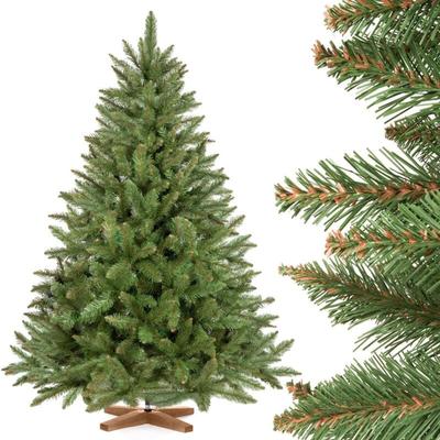 Fairytrees - Weihnachtsbaum künstlich 150cm fichte Natur mit Christbaum Holzständer Tannenbaum