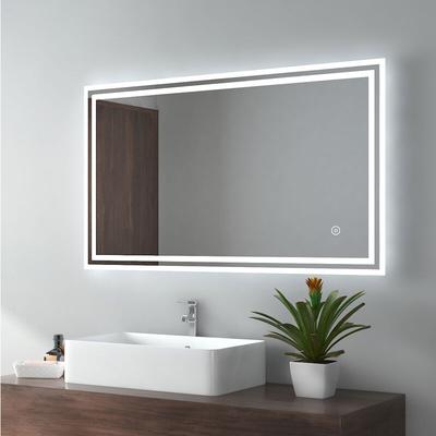 EMKE Badspiegel LED Badezimmerspiegel mit Beleuchtung IP44 Wasserdicht Wandspiegel, 100x60cm,