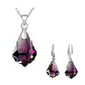 Ensemble de bijoux en cristal violet argenté pour femmes pendentif collier boucles d'oreilles