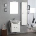 Kiamami Valentina - Arredo Bagno Sospeso Mobile, Specchio e Colonna Quercia Bianco Facile - Legno