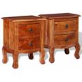 Comodini con Cassetti in Legno Massello di Acacia Set 2 Pz