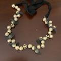 J. Crew Jewelry | J. Crew Pearl And Bead Choker Necklace With Tie Back | Color: Black/Gold | Size: Os