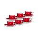Ritzenhoff & Breker DOPPIO Espressotasse mit Untertasse 80 ml 6er Set rot