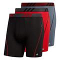 adidas Men's Sport Performance Mesh Boxer Brief Underwear (3-Pack), Black/Scarlet/Onix Scarlet/Black/Onix Onix/Black/S, Medium