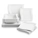 MALACASA 18 Piece Dinnerware Set, Service for 6 Porcelain/Ceramic in White | Wayfair FLORA-6DP-GREY+6DPS+6SP