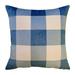 Gracie Oaks Draylon Velvet Buffalo Check Color Block w/ Teddy Reverse Decorative Pillow Down/Feather/Polyester in Blue | Wayfair