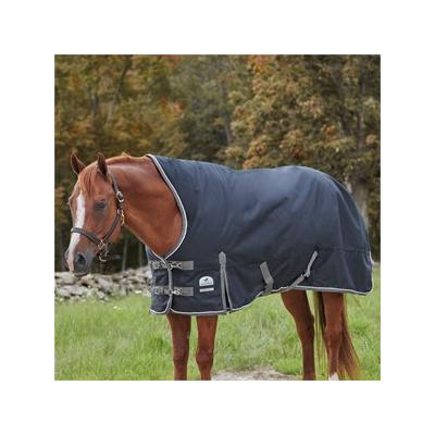 SmartPak Deluxe Stocky Fit High Neck Turnout Sheet with Earth Friendly Fabric - 78 - Lite (0g) - Black w/ Grey Trim & White Piping - Smartpak