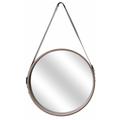 Mobilibrico - Miroir Rond Avec Anse Pu Bois 40cm - marron noir