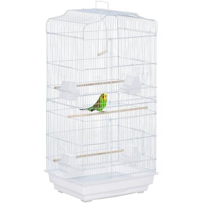 Pawhut - Cage à oiseaux volière avec mangeoires perchoirs plateau amovible 2 portes dim. 46,5L x