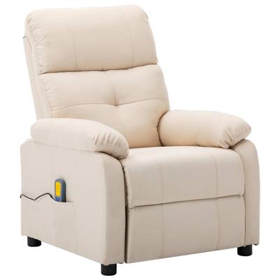 vidaXL Massage Recliner Cream Fabric - 28.7" x 35.4" x 39.4"