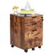 JJS 3-drawer Rolling Wood File Cabinet with Lock