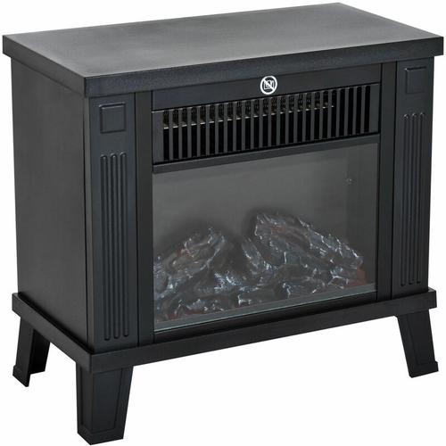 Elektrokamin Elektrischer Kamin Kaminofen Standkamin mit Flammeneffekt 600/1200W, Metall, Schwarz,