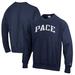 Men's Champion Navy Pace University Setters Reverse Weave Fleece Crewneck Sweatshirt