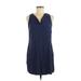 Old Navy Casual Dress - Shift V Neck Sleeveless: Blue Solid Dresses - Women's Size Small